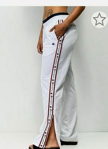 Wide leg white Champion track pants XL